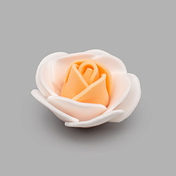 25153 Цветочек 'Розочка' из фоамирана 38мм, упак(8шт), цв. белый/оранжевый