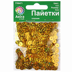 Пайетки плоские, 6 мм, упак./10 гр., Astra&Craft