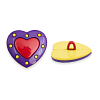 Пуговица 'Сердце' 36L (23мм) на ножке, пластик 504/218/171 темно-фиолетовый/красный/желтый