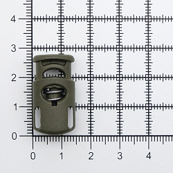 Фиксатор для шнура 'Цилиндр' 28*15мм, 1 отверстие d-7*5мм, пластик (ПП), хаки