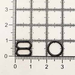 Кольца и регуляторы для бретелей бюстгальтера 8 мм, металл/эмаль, 20 шт/упак, цвет черный