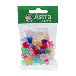 Бусины пластиковые, акрил,прозрачные, звезда, микс цвета, 12мм, 20(+/-2)гр, Astra&Craft