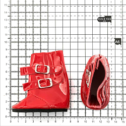MISU-7281 Сапожки для кукол с пряжками, 7см, цв. красный