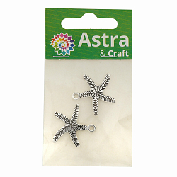 4AR040 Подвеска металлическая морская звездочка,2шт/упак, Astra&Craft