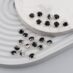 СЦ003НН66 Стразы в цапах круглые (шатоны) 6 мм цвет: черный, оправа: серебро, 20 шт\упак