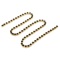ЦС012ЗЦ3 Стразовые цепочки (золото), цвет: черный, размер 3 мм, 30 см\упак