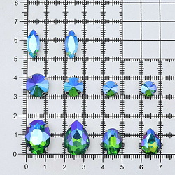 МФ-25 Хрустальные стразы в металлических цапах, форма страз: МИКС, зеленый с AB покрытием, 10шт/упак