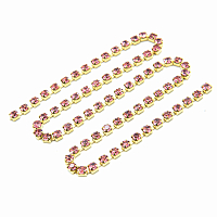 ЦС006ЗЦ3 Стразовые цепочки (золото), цвет: розовый, размер 3 мм, 30 см/упак.